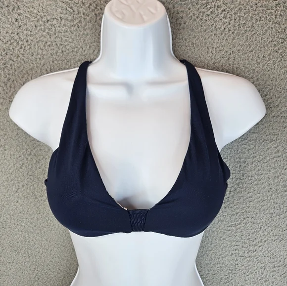Maaji Womens Swim Suit Bikini Top Sz S Reversible Blue One Side Trees Beachy - Picture 7 of 11
